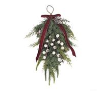 Guirlande d'aiguilles de pin artificielles floquées 40 x 30 cm | En forme de goutte festive, aiguilles de pin floquées, 40 cm de long, idéales pour un montage mural, ambiance de vacances