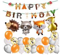 Guirlande d'anniversaire d'enfant avec inscription « Happy Birthday » et ballons amusants en aluminium à confettis, pour décoration de jardin d'enfants, forêt vierge, fête, anniversaire, fille et