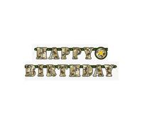 Guirlande d'anniversaire Happy Birthday camouflage 1,6m