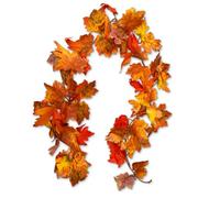 Guirlande d'automne avec feuilles d'érable artificielles - 175 cm - Décoration d'automne jaune/orange à suspendre pour l'intérieur