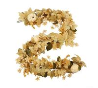 Guirlande d'automne citrouille vigne baie beige plastique fête fête d'automne décoration saisonnière à suspendre intérieur 180 x 87 x 30 cm (1,8 m)