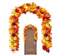 Guirlande d'automne - Décoration d'automne de 68,9 pouces | Couronne LED de 175 cm avec 30 lumières blanches chaudes Matériau PP alimenté par piles pour cheminée, table, fête, mariage, Halloween