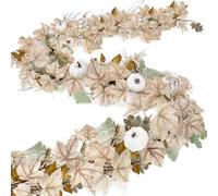 Guirlande d'automne, décoration d'automne pour la maison, Thanksgiving, 180 cm, guirlande de feuilles d'érable d'automne pour décoration d'Halloween, baies et citrouilles, automne