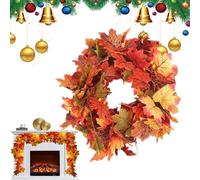 Guirlande d'automne,Guirlande de 1.7 Mètres de Feuilles d'Érable avec Lumières - Décoration de Thanksgiving pour la Maison Décor de Noël pour Cheminée Salon Intérieur Porche Jardin Terrasse