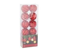 Guirlande de 10 lumières LED de Noël avec Boules décoratives en Rouge et Blanc