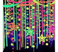 Guirlande de 154,8 m en Papier néon UV pour décoration de fête Fluorescente réactive à la lumière Noire pour Mariage, Anniversaire