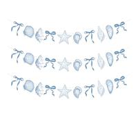 Guirlande de 3 étoiles de mer et coquillages bleus, décorations pour enterrement de vie de jeune fille sur le thème de la plage, décorations de fête sur le thème des coquillages, guirlandes suspendue