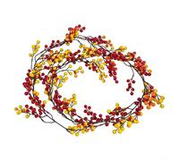 Guirlande de baies artificielles flexibles, pour Noël, hiver, Nouvel An, cheminée, porte, décoration d'arbre (rouge)