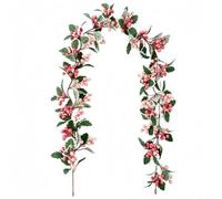 Guirlande de baies roses artificielles de 1,8 m - Décoration de Noël à suspendre - Décoration de maison et de vacances avec feuillage rose et vert pour mariage d'hiver (E)