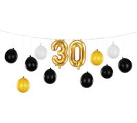 Guirlande de ballons '30' 260x32cm noir / or / blanc