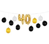 Guirlande de ballons '40' 260x32cm noir / or / blanc