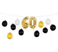 Guirlande de ballons '60' 260x32cm noir / or / blanc