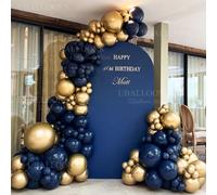 Guirlande de ballons bleu marine or chromé 5/10/18 pouces, arc de ballons bleu nuit royal doré métallique pour décoration de fête d'anniversaire et de mariage No.4