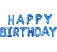 Guirlande de ballons de baudruche Happy Birthday, bleu, env. 40 cm
