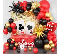 Guirlande de ballons, en latex, rouge, noir, doré, avec cube couronne, Starburst, pour casino, nuit, Las Vegas, anniversaire, décoration de fête