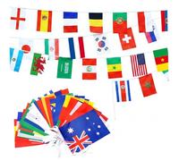 Guirlande de bannières de drapeaux du monde, banderole drapeaux en polyester 32 pays pour les fêtes du monde entier, décorations bars sportifs et fans, 14x21 cm
