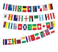 Guirlande de bannières Drapeaux du Monde - 42 Drapeaux de Pays pour Les décorations 2026, Banderole Internationale Double Face 12, 2 m pour Les fêtes Football et Les décorations fête dans l