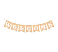 Guirlande de Bienvenue en Lin, 2m, Fanions Lettres | Facile à Suspendre, Réutilisable et Résistante, pour Fêtes et Noël, Décoration Blanche