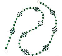 Guirlande de bonbons de vacances à faire soi-même avec pompons fluides, accents perlés et éléments de moulin à vent pour une utilisation saisonnière dans un arbre et une cheminée (vert)