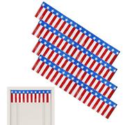Guirlande de bordure, bord de guirlande - 4 juillet Parade Float Franse Foil Streamers | 4 x pompons patriotiques rouge blanc bleu fête étoilée jupes de table pour photographie, remise de diplôme
