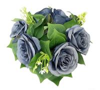 Guirlande de bougies artificielles avec couronne pour bague - Profil pour eucalyptus - Rose - Centre de table - Cadre romantique pour dîner (bleu)