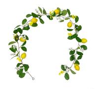 Guirlande de citrons artificiels 1,7 m/2 m Couronne de fruits printaniers avec fausses feuilles vert citron (Style 1 : 1,7 m)