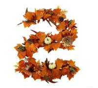 Guirlande de citrouille 180 cm Feuille d'érable pour décoration Guirlande | Doux - pour l'aspect, matériau indéchirable, longueur totale de 210 cm, réutilisable, couleurs classiques