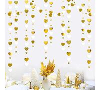 Guirlande de Coeur Blanc et Or à Suspendre bannière de Banderole de Coeur d'amour pour Saint Valentin fête des mères fête des pères fiançailles Mariage fête d'anniversaire décoration Fournitures