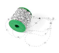 Guirlande de Cordes de Fausses Perles étoiles, 60 m / 196,9 Pieds, Perles en Rouleau, pour fête de Mariage, décoration Florale, Bricolage, centres de Table, décoration de Bouquet (Étoile argentée à