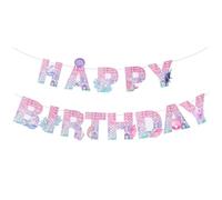 Guirlande de décoration d'anniversaire sirène - Violet et rose - Bannière décorative pour anniversaire d'enfant - Convient pour les filles - Décoration d'anniversaire à thème