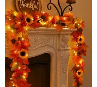 Guirlande de décoration d'automne - Feuille d'érable - 175 cm - Guirlande lumineuse d'automne avec guirlande lumineuse LED - Guirlande décorative d'automne - Feuilles d'automne - Pour décoration