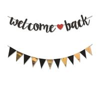 Guirlande de décoration Welcome Back - Comprend 1 bannière « Welcome Back » et 1 drapeau triangulaire - Parfait pour les fêtes, les mariages, les retrouvailles