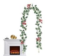 Guirlande de décorations de Noël artificielles avec baies rouges 175,3 cm | Vignes décoratives pour maison, salon, porte d'entrée, terrasse, jardin, cour, mur, festival d'hiver