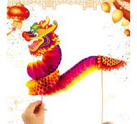 Guirlande de Dragon en Papier Chinois | Ensemble d'artisanat en Papier de Danse du Petit Dragon DIY | Marionnette Dragon en du Nouvel an, Jouets éducatifs et créatifs pour la décoration de la m