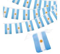 Guirlande de Drapeaux Argentine 10m 30 Fanions, Banderole Argentine Décoration pour Coupe du Monde Football 2026 Fête Nationale Jeux Olympiques Bar Jardin Rue Déco Party Supporter Événement