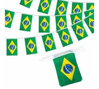Guirlande de Drapeaux Brésil 10m 30 Fanions, Banderole Brésilienne Décoration pour Coupe du Monde Football 2026 Fête de l'Indépendance Jeux Olympiques Bar Jardin Rue Déco Party Supporter