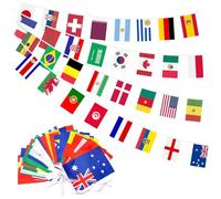 Guirlande de drapeaux de 32 pays pour la Coupe du Monde 2026, 32 pays des deux côtés en tissu euro (drapeaux / 4 pièces)