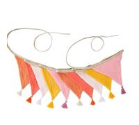 Guirlande de fanions à franges en tissu crêpe de coton doux double couche pour chambre d'enfant, crèche, décoration de fête arc-en-ciel à suspendre