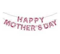 Guirlande de fanions avec motif floral spécial « Happy Mother's Day Best Mom Ever » - Décoration de fête