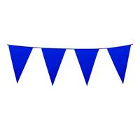 Guirlande de fanions bleues en plastique - 10 m - Grand fanion - 20 x 30 cm - Guirlande résistante aux intempéries pour l'intérieur et l'extérieur - Indéchirable et réutilisable - Décoration de fête