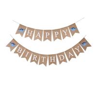 Guirlande de fanions d'anniversaire dinosaures en toile de jute avec impression marron avec lettres blanches et dinosaure mignon pour la décoration de fête d'anniversaire à la maison ou à l'extérieur
