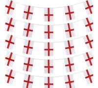 Guirlande de fanions de 10 m - 30 drapeaux rectangulaires rouges et blancs de l'Angleterre pour célébrations sportives de plein air, fêtes, événements royaux, journée sportive et décorations