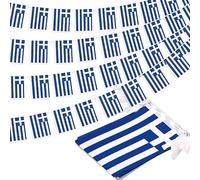 Guirlande de fanions de la Grèce, petits drapeaux grecs, décoration nationale pour école, fête, événements sportifs, festival patriotique, 10 m et 30 drapeaux