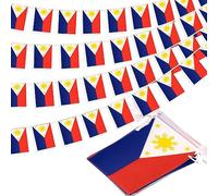 Guirlande de fanions des Philippines - Petit drapeau philippin - Décoration nationale pour l'école, les fêtes, les événements sportifs, le festival patriotique - 10 m et 30 drapeaux