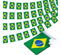 Guirlande de fanions du Brésil - Petit drapeau brésilien - Décoration de campagne nationale pour l'école, les fêtes, les événements sportifs, les festivals patriotiques, 10 m et 30 drapeaux