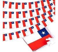 Guirlande de fanions du Chili - Petit drapeau chilien - Décoration de campagne nationale pour l'école, les fêtes, les événements sportifs - 10 m et 30 drapeaux
