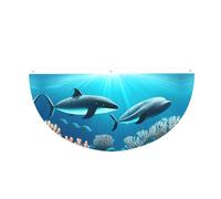Guirlande de fanions en demi-cercle avec baleines sous la mer | 1 bannière imperméable et durable à 3 œillets pour porche, clôture et balcon. Événements patriotiques de la fête nationale