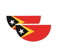 Guirlande de fanions en demi-cercle République démocratique du Timor-Leste | Lot de 2 bannières imperméables et durables à 3 œillets pour porche, clôture et balcon. Événements patriotiques de la fête