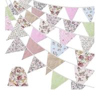 Guirlande de fanions en tissu de 40 pieds, 42 pièces, pour jardin, anniversaire, extérieur