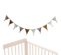 Guirlande de fanions en Tissu - Guirlande de fanions en Coton de 9 Pieds pour décoration de Chambre | Drapeaux pour Filles | Anniversaire Fête Pâques Camping Chambre de bébé